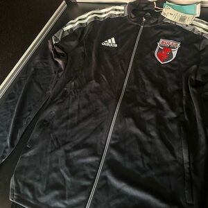 Adidas Black Varsity Jacket with White Accents